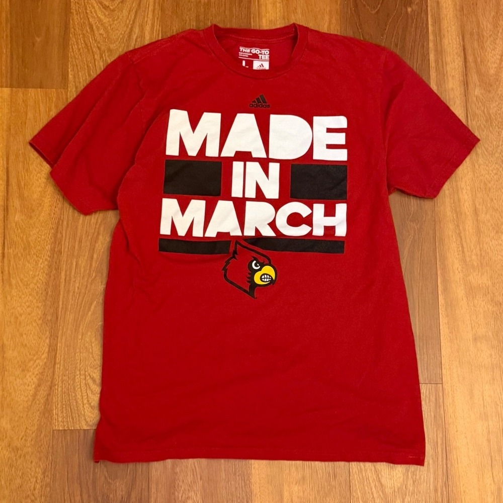 Adidas Louisville Cardinals Made In March Basketball T-Shirt Men's Size Large
